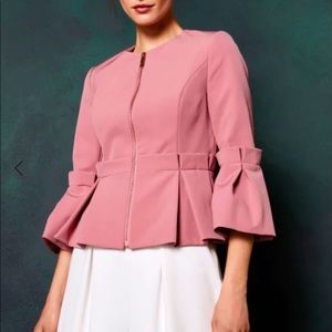 Ted Baker pink peplum crop sleeve jacket